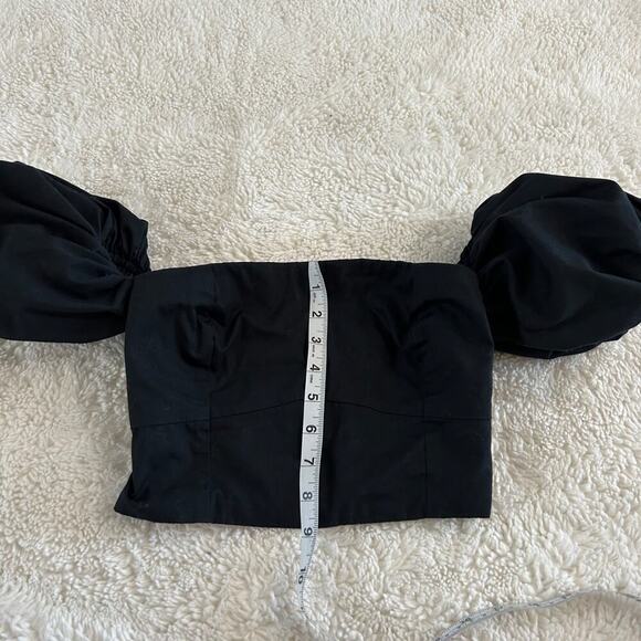 Abercrombie & Fitch Top Womens Black Puff Sleeve Smocked Crop Size XS - Picture 3 of 6